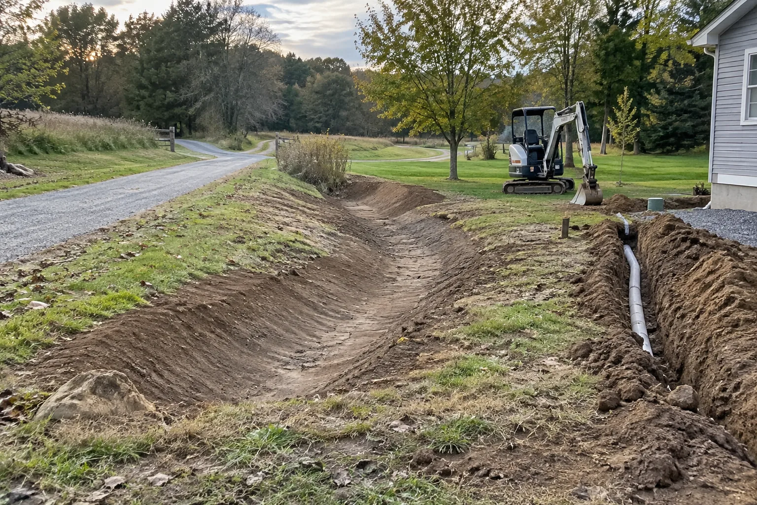 Completed small excavation and drainage project